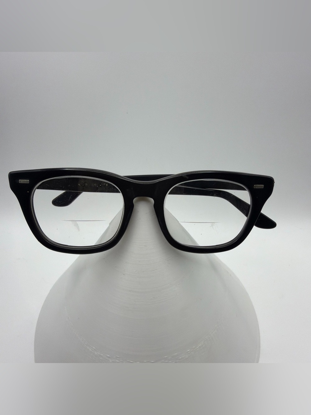 Vintage 1950? USS 4 1/2 - 5 3/4 Black Military Issue Eyeglasses heavy Frames